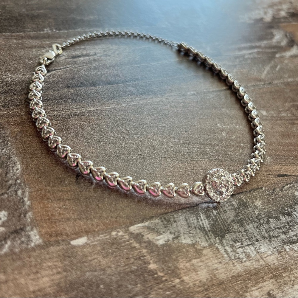 2 Day Sale! Kay Jewelers Diamond Heart Link Anklet 1/2 ct tw Sterling Silver! - Picture 5 of 13